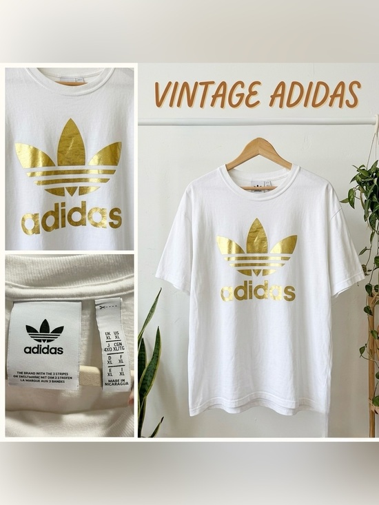 adidas Originals Other - Adidas Originals White Gold Foil Trefoil Graphic Tee T-Shirt XL Cotton